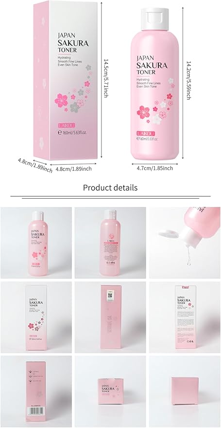 Hydrating Face Toner with Vitamin C & Cherry Blossom - Dry, Sensitive Skin Moisturizing Sheer Water, Korean Pads Toner Refining Pores, Glassy Skin Radiance (160ml/5.63fl.oz)