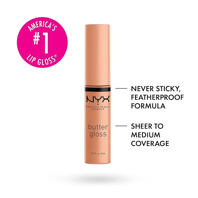 NYX PROFESSIONAL MAKEUP Fat Oil Lip Drip Gloss & Butter Gloss Lip Gloss Bundle - My Main (Clear) & Fortune Cookie (True Nude)