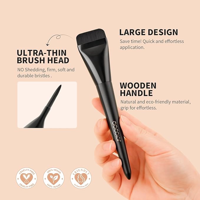 docolor Flat Foundation Brush Korean Makeup Brush Liquid Makeup Brush Premium Makeup Face Brush for Blending, Cream, Thin Foundation Brush Makeup Tool Face Foundation Flat Brush,Black
