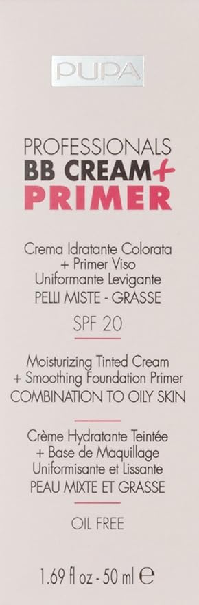 PUPA Professionals BB Cream + Primer For Combination to Oil Skin. SPF20. Oil Free (002 Sand)