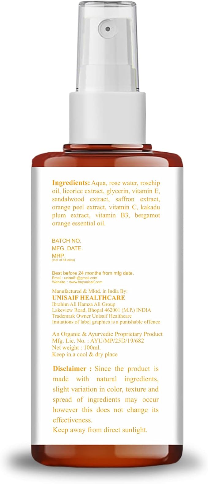 Vitamin C Toner for Face – Vitamin C Glow Sensitive Skin Toner | Facial Toner for Brighter Smoother Skin | Face Toner for Women & Men (3.38Fl oz 100 ml)