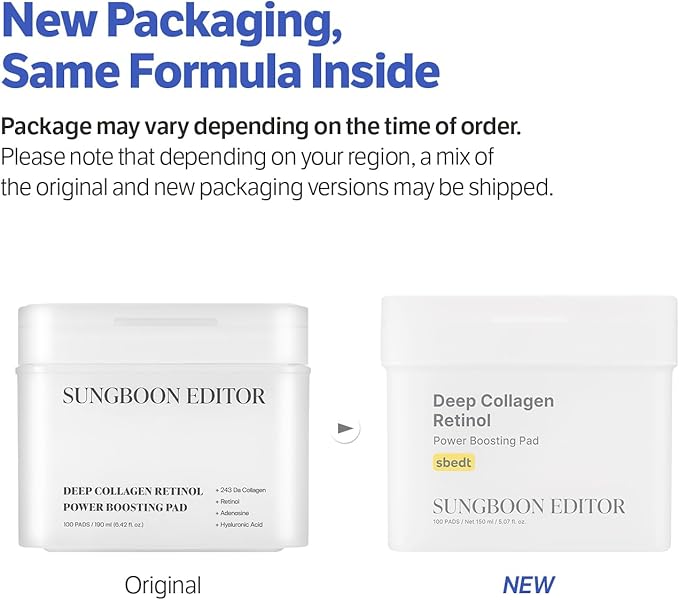 SUNGBOON EDITOR Deep Collagen Retinol Power Boosting Pads | Deep Hydration, Skin Elasticity Care for Dry Skin, Fine Lines | Korean Moisturizer, Korean Skincare, Toner Pads – 100 Count