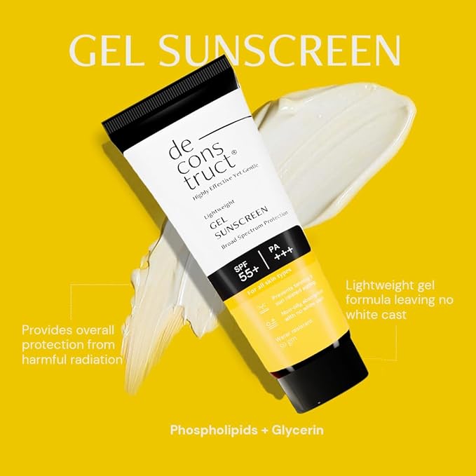 Deconstruct Skin Clear & Protect Duo: Clearing Face Serum & SPF 50+ Gel Sunscreen | Skin Clearing Serum and Gel Sunscreen with No White Cast & Lightweight |Niacinamide Serum For Oily Skin| Pack of 2
