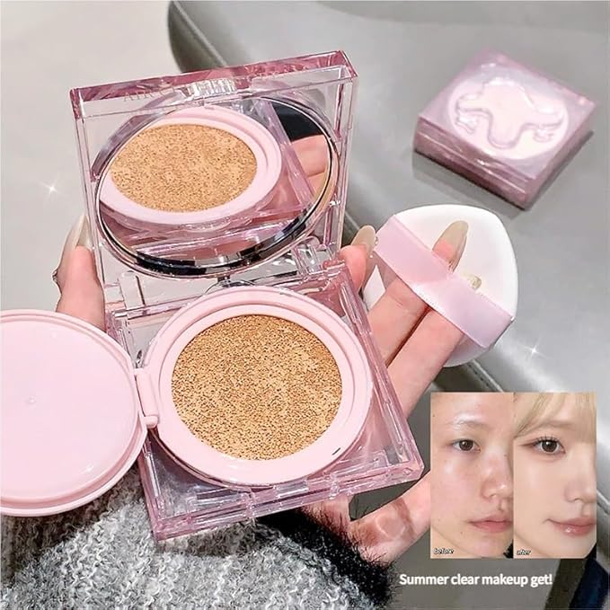 Hydrating Cushion Foundation – Lightweight Moisture BB Cream, Natural Brightening, Buildable Coverage, Dewy Finish(02#)