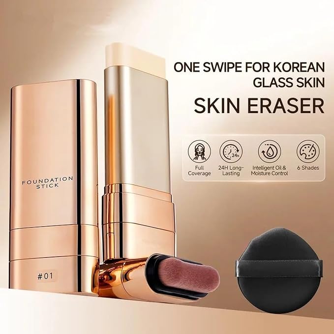 Luminous Dual-ended Concealer Foundation Stick, Korean Foundation Stick, 2-In-1 Contouring Foundation Full Coverage Cream Built-In, Flawless & Long-Lasting Dual-Ended Foundation Stick (#03)