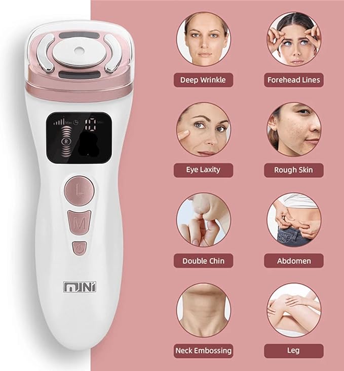 Mini Facial Machine Skin Care Device for Reduce Wrinkles, Skin Lifting, Skin Firming, Rejuvenation Brightening for Women Skin Care (White)
