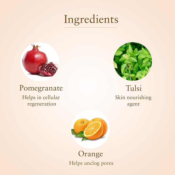 Just Herbs Organic Pomegranate Pore Refining Toner with Steam Distilled Tulsi & Orange for Oily/Combination Skin Types - No Artificial Fragnance 3.40 fl.oz.