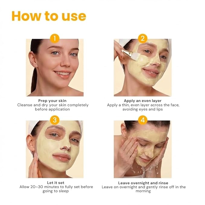 QUIA Turmeric + Kojic Acid Overnight Wrapping Mask – Hydration Mask for Glowing Skin – Evens Tone, Soothes Redness and Improves Skin Texture – Korean Skincare 75ML