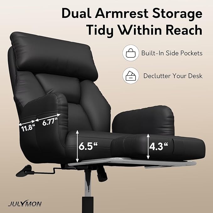 Cross Legged Office Chair with Pets Friendly Arms, Plus Size Criss Cross Desk Chair, Big and Tall Office Chair with Foot Rest, Reversible Armrests & Wide Seat, Black