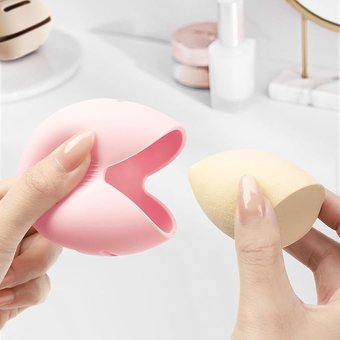 Silicone Makeup Brush Holder Travel Case No Odor Nylon Strap Closure | Water-Resistant Brush Organizer for Travel Makeup Brushes Storage-Pink