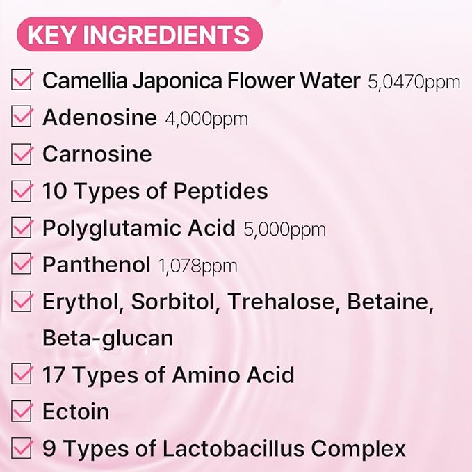 Adenosin Pink Essential Toner 150ml / 5.07fl.oz Hydrating & Firming Toner for Wrinkles, Fine Lines & Dull Skin, Peptides for Radiance, Korean Skincare