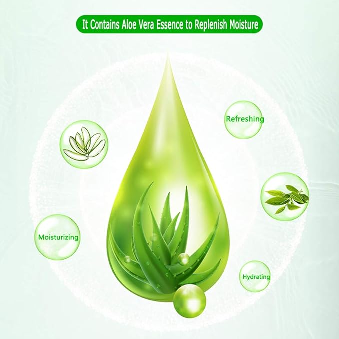 Aloe Facial Skincare Sheet Hydrating Moisturizing Revitalizing Facial Skincare Sheet for Dry, Oily, Sensitive and Tired Skin 25ml/0.8oz, Pack of 10