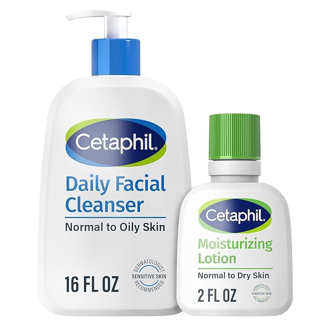Cetaphil Daily Facial Cleanser, 16oz Moisturizing Lotion, 2oz