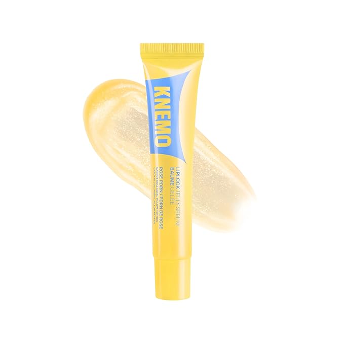 LipLock Jelly Serum for Dry Lips, Long-Lasting Hydration & Plumping Gloss with Rose PDRN, Carrot Collagen, Pillow Peptide, Moisturizing Tinted Lip Balm (Lemon Custard)