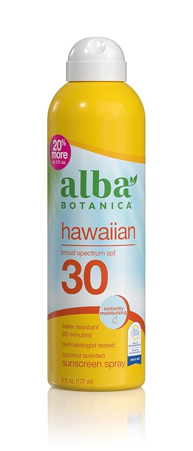 Alba Botanica Hawaiian Coconut,SPF 30 Sunscreen Spray, 6 Fl Oz