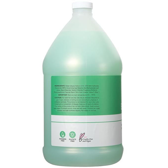 Ginger Lily Farms Club & Fitness Nourishing Body Wash, 100% Vegan & Cruelty-Free, Bath & Shower Gel for Men and Women, Aloe Vera Scent, 1 Gallon (128 fl. oz.) Refill