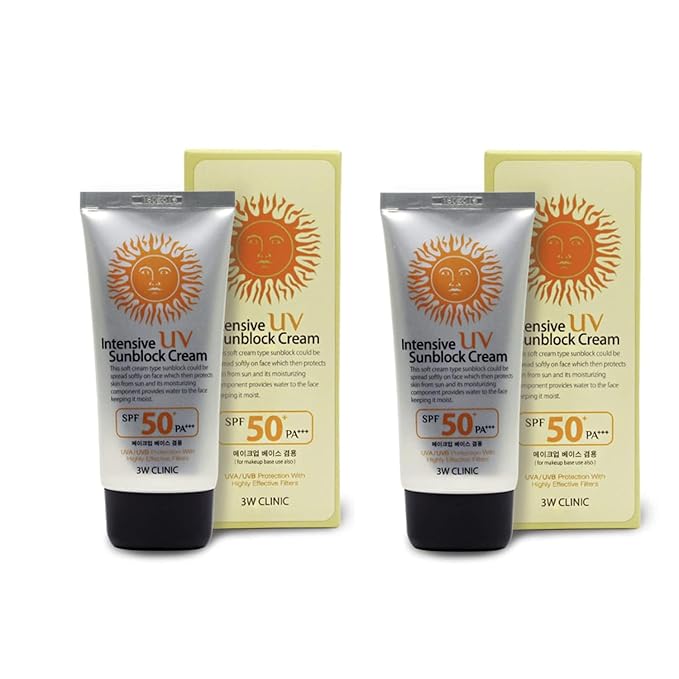 3W Clinic Intensive UV Sunblock Cream SPF50 PA+++ 70ml / 2.37 fl.oz(Pack of 2)