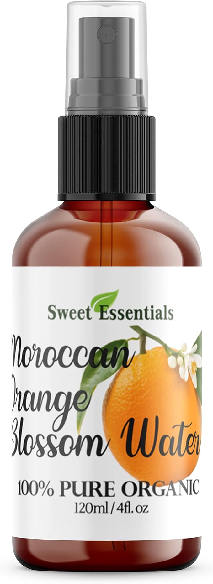 Premium Organic Moroccan Orange Blossom (Neroli) Water | 4oz Spray Imported from Morocco | Food Grade | Packed with Natural Antioxidants. Perfect for Hydrating & Rejuvenating Your Face & Neck