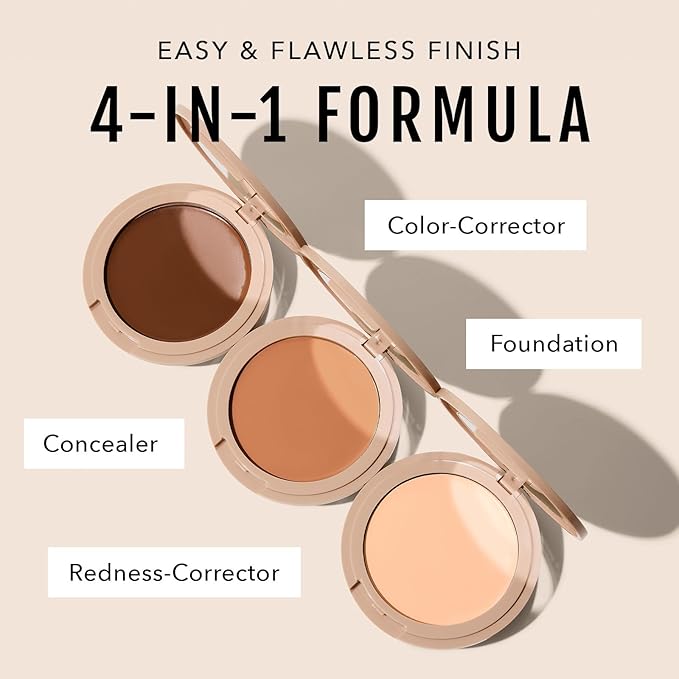 No Makeup Makeup Foundation + Brush Duo, Cream-Balm Formula Conceals, Corrects and Camouflages with Skin-Tone Adaptive Flexshade Technology, Buildable, Long-Lasting, Cruelty-Free, Vegan, Mocha