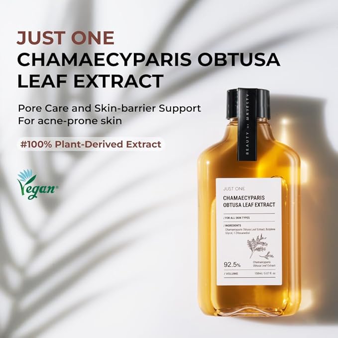 BOM Cosmetics Just One Chamaecyparis Obtusa Leaf Extract 5.07 Fl. Oz, Facial Toner with 100% Herbal Extract, Hydrating & Calming, Soothe Sensitive Skin, Vegan, Korean Skincare