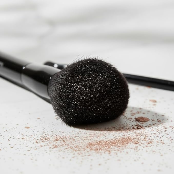 Essential Collection: 9-Piece Synthetic Makeup Brush Gift Set in Gloss Black for Face and Eyes—Ideal for Foundation, Powder, Blending, Blush, Bronzer, Eyeliner, and Eyeshadow