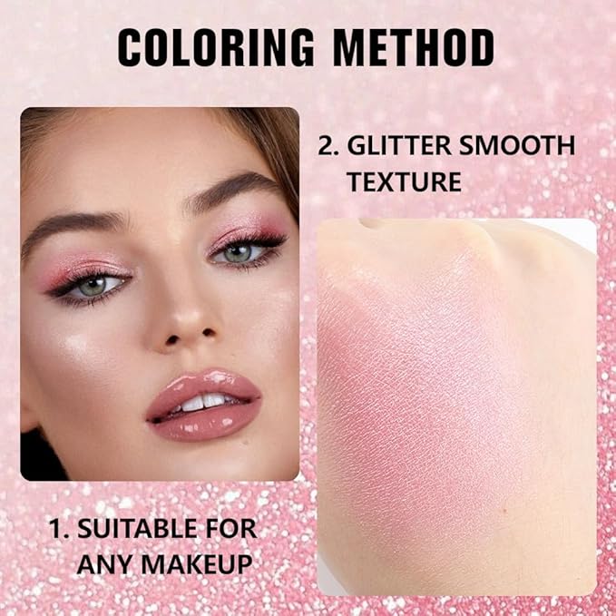 Shimmer Singe Eye Shadow Palette Makeup, Pink Sparkle Shimmer Monochrome Eyeshadow For Older Women, Mini Pressed Pigmented Waterproof Sombras Para Ojos, Vegan, Talc, Paraben & Cruelty Free