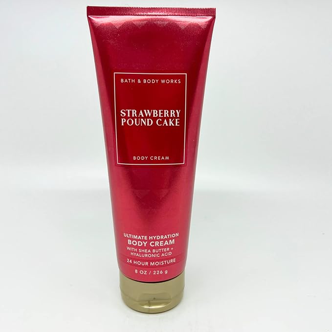 Bath & Body Works - Strawberry Pound Cake - 2 Piece bundle - Shower Gel 10 fl oz and Ultimate Hydration Body Cream 8 oz