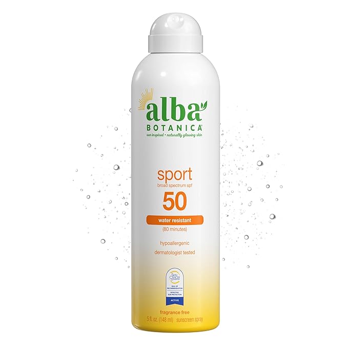 Alba Botanica Sport Sunscreen Spray for Face and Body, SPF 50, 5 fl oz Bottle