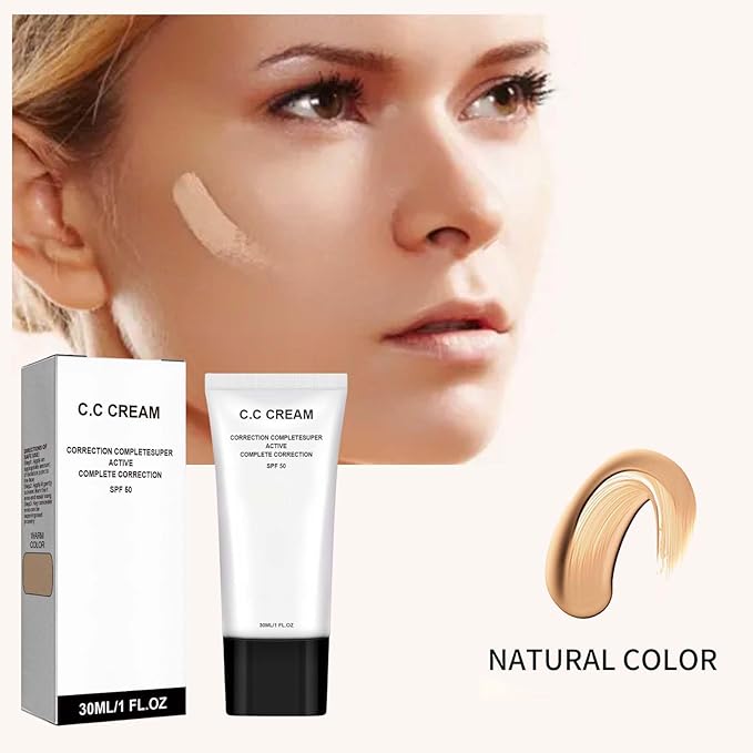 Skin Tone Correcting CC Cream Spf 50,Hydrating Face Makeup Primer,Brightening Waterproof Long Lasting Lightweight Concealer For Women,Suitable All Skin Types 1 fl oz (1pcs)