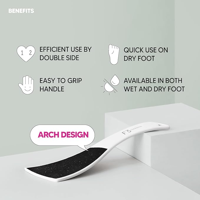 S-Line Emery Foot File, Colossal Double-Sided Pedicure Tool, Effective for Cracked Heel, Ergonomic Design for Easy Grip (White)