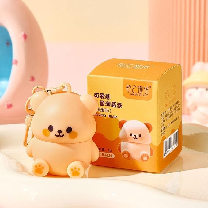 Cute Little Bear Lip Balm for Children,Anti-Dry Anti-Crack Moisturizing Lip Gloss,Natural Ingredients Lipsticks Lip Care Products,Fruit Flavored Lip Stick for Kids (Blue1)