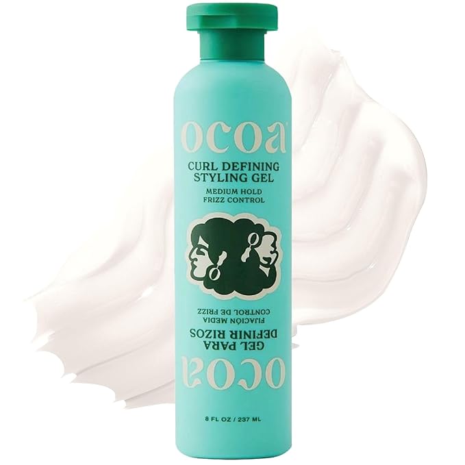 OCOA Beauty Curl Defining Styling Gel with Flaxseed, Mango Butter & Hibiscus – Medium Hold for Curly & Wavy Hair – Frizz Control, Deep Hydration & Soft Defined Curls with Zero Flaking or Crunch – 8oz