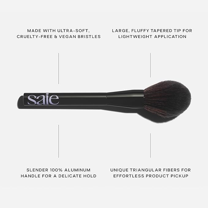 Saie All-Over Powder Makeup Brush - Large, Tapered, & Fluffy Setting Powder Brush for Lightweight, Effortless Application - Ultra-Soft, Cruelty-Free & Vegan Face Makeup Brushes (1 Count)