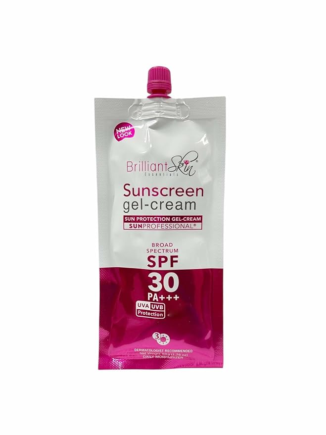 Generic 2 Sachets Brilliant Skin Essentials Sunscreen Gel-Cream UVA/UVB Protection SPF 30, 50g, 1.7 Ounce (Pack of 1)