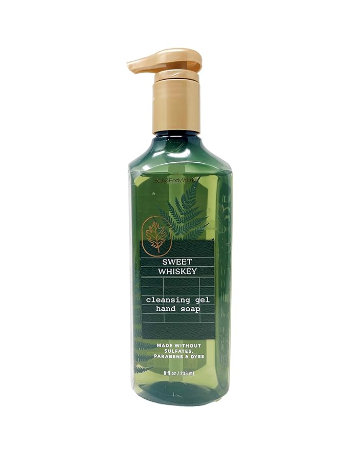 Bath & Body Works Sweet Whiskey 3 Pack of Cleansing Gel Hand Soaps and a Himalayan Salts Springs Bar Soap