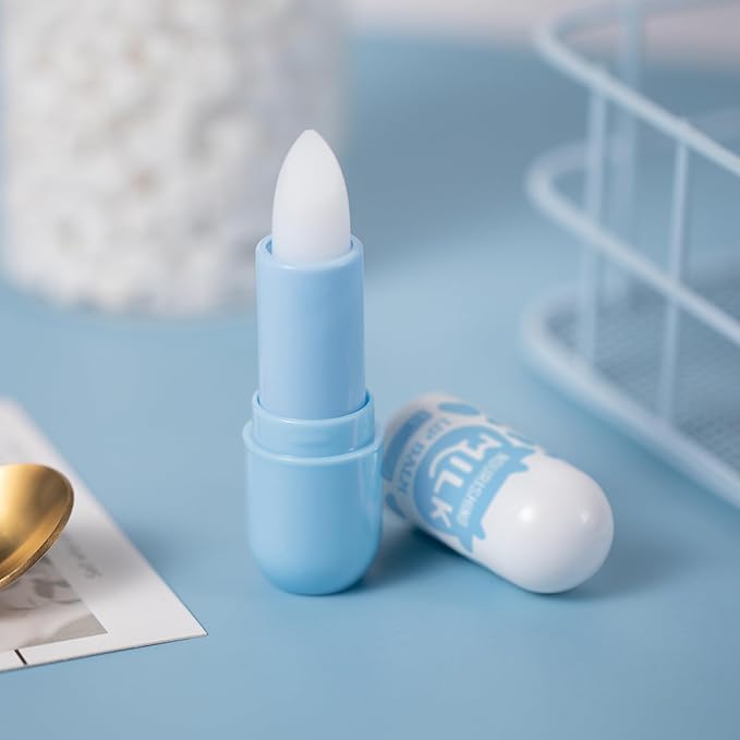 Milk Nourishing Lip Balm, Hydrating Jelly Lipstick, Fade Lip Lines Remove Dead Skin Moisturizing Lip Balm, Prevent Dry & Cracked Lips, Infused with Vitamin E Lip Care Moisture Lip Balm