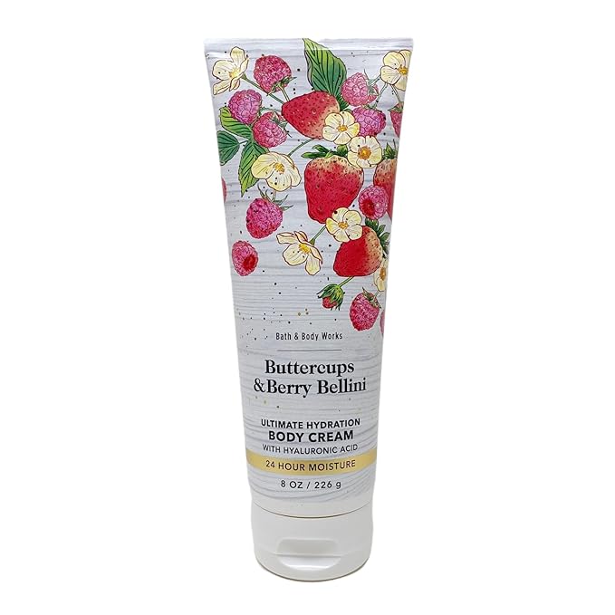 Bath & Body Works Buttercups & Berry Bellini Trio Gift Set - Body Cream, Fragrance Mist and Shower Gel - with a Wild Jasmine Bar Soap - Full Size
