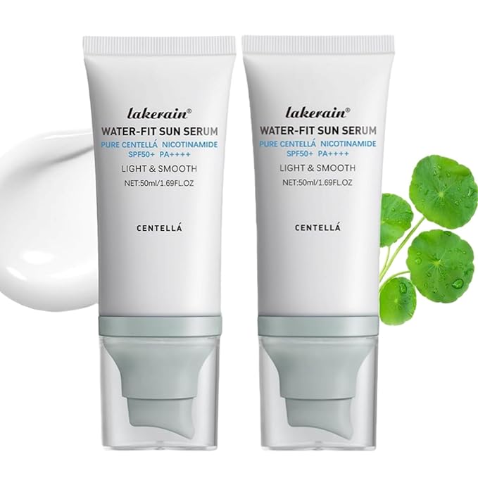 Centella Sunscreen SPF 50, Moisturizing Water-Fit Sun Serum, Face Sun Screen Long-Lasting Protection, Centella Madagascar Sunscreen, NO White Cast - Dry Oily Skincare For All Skin 50mL/1.69FL.OZ 2Pcs
