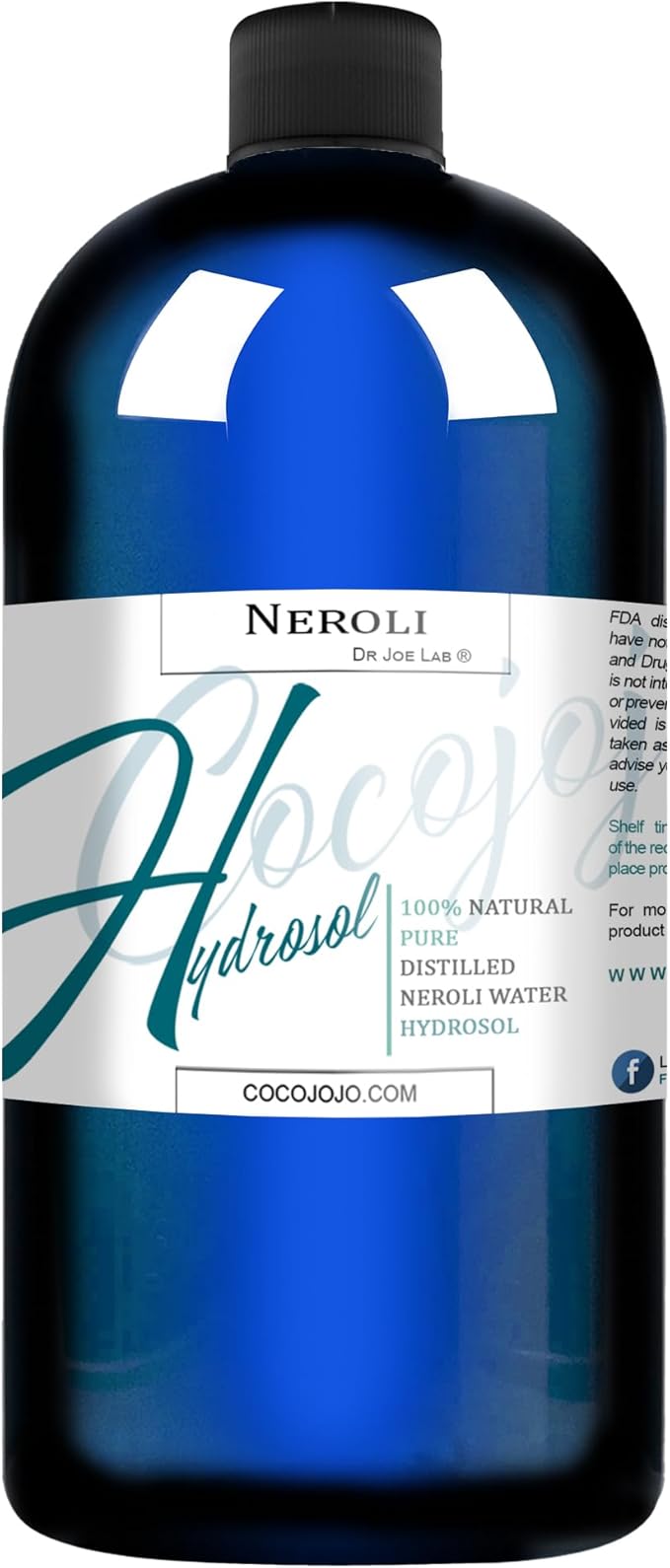 Dr Joe Lab Neroli Hydrosol Spray Toner for face Floral Water Hydrating Mist, for Cleansing, Pure and Natural for All Skin Types (32 oz)