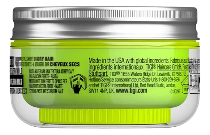 TIGI Bed Head Manipulator Matte Hair Wax,Strong Hold Sculpting and Styling Paste for Short to Medium Hair,2.01 oz,(Pack of 2)