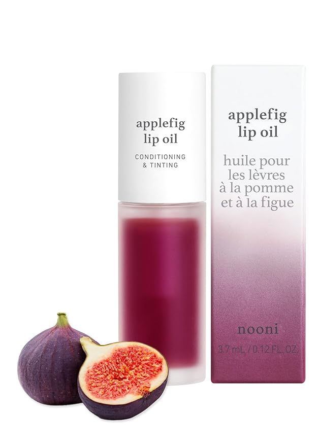NOONI Korean Vegan Lip Oil - Applewine, 0.12 Fl. Oz. + Korean Lip Oil - Applefig, 0.12 Fl. Oz. Bundle