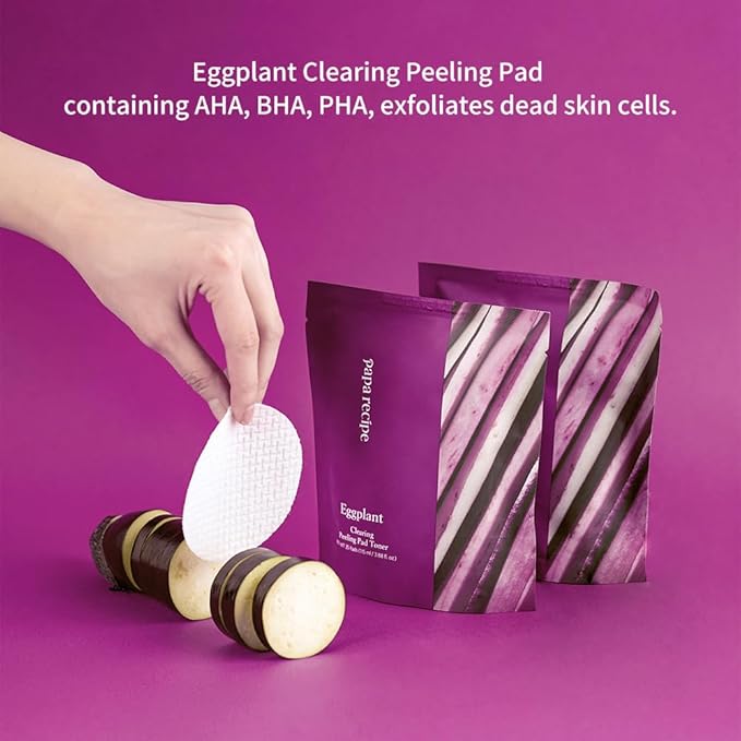 Papa Recipe Eggplant Exfoliating Toner Pads Refill (35 Sheets) – with AHA BHA PHA for Sebum Control, Pore Care, and Smoother Skin – Korean Skincare