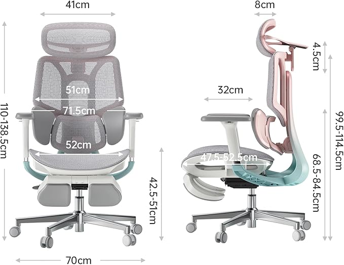 Hbada E3 Pro Ergonomic Office Chair, Big and Tall Office Chair - with 3-Zone Dynamic Lumbar Support, 4D Adjustable Headrest, 4D Adjustable Armrests, Swivel, Pink