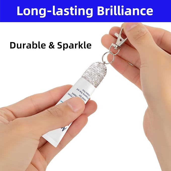 3pcs Lip Balm Keychain Holder Bling Lip Gloss Key Chain Cap Portable Lipgloss Case
