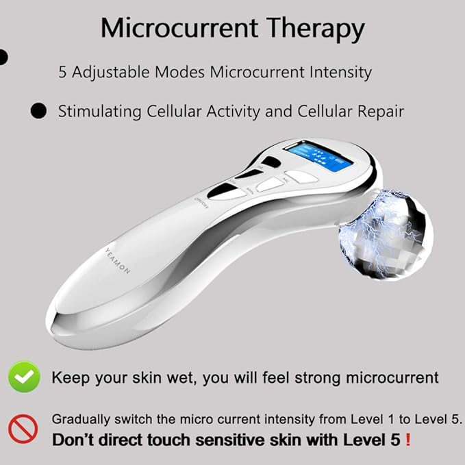 4D Microcurrent Face Massager Roller,Electric Rechargeable Face Lift Roller Arms Legs Massager for Anti Aging Wrinkles Facial Massage