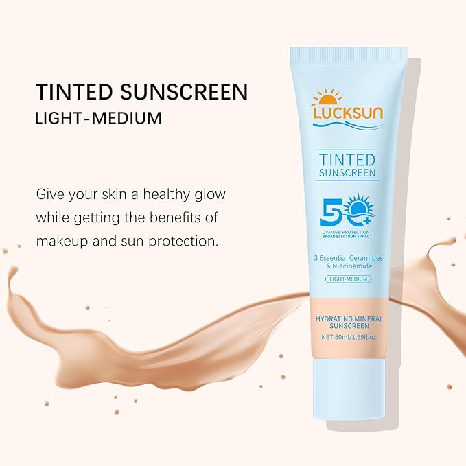 Tinted Mineral Sunscreen SPF 50-2-in-1 Makeup & Sunscreen for Natural Glow, Broad Spectrum Protection + Skincare Benefits All Skin Types (#002, 1.69 Fl Oz (Pack of 1))