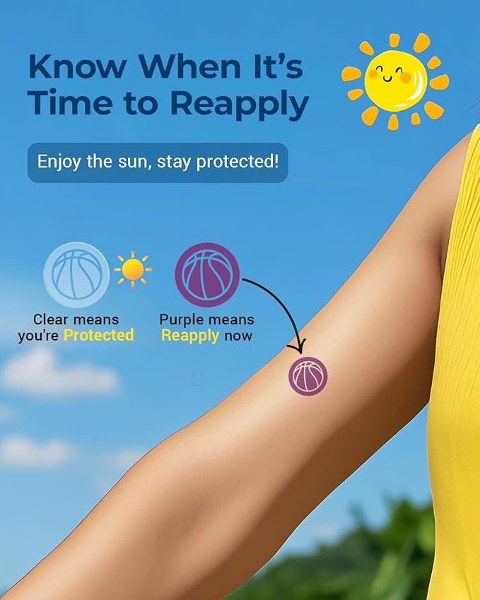 160 Pcs UV Stickers for Sunscreen Reapply Reminder Know When to re-Apply Sunscreen, UV Detection Stickers Waterproof (Ball Style)