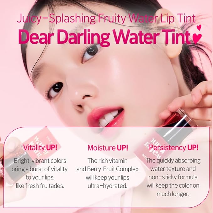 ETUDE Dear Darling Water Tint – Grape Ade | Korean Lip Stain & Lip Tint for Hydrated Pink Lips, Smudge-Proof Long-Lasting Lip & Cheek Makeup | K-Beauty Gift, Stocking Stuffers