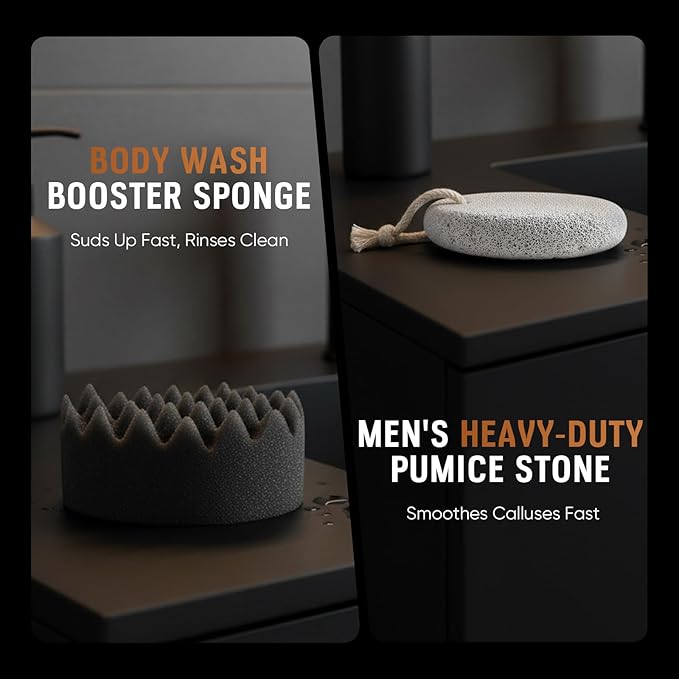 Gift Baskets for Men - 7 Pcs Mens Body Wash & Skin Care Kit | All-in-One Grooming & Bath Gift Set with Cedrus Atlantica Scent | Birthday Gifts for Men, Husband, Boyfriend, Brother, Father