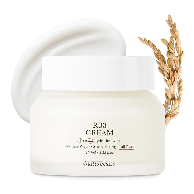 R33 Rice Face Moisturizer Korean Skincare Glass Skin Squalane Niacinamide Hyaluronic Acid Barrier Cream Night Cream Dry Sensitive Skin Fragrance Free 100ml 3.38 fl oz